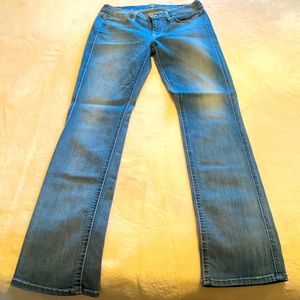 Size 29- medium blue, straight leg jeans.